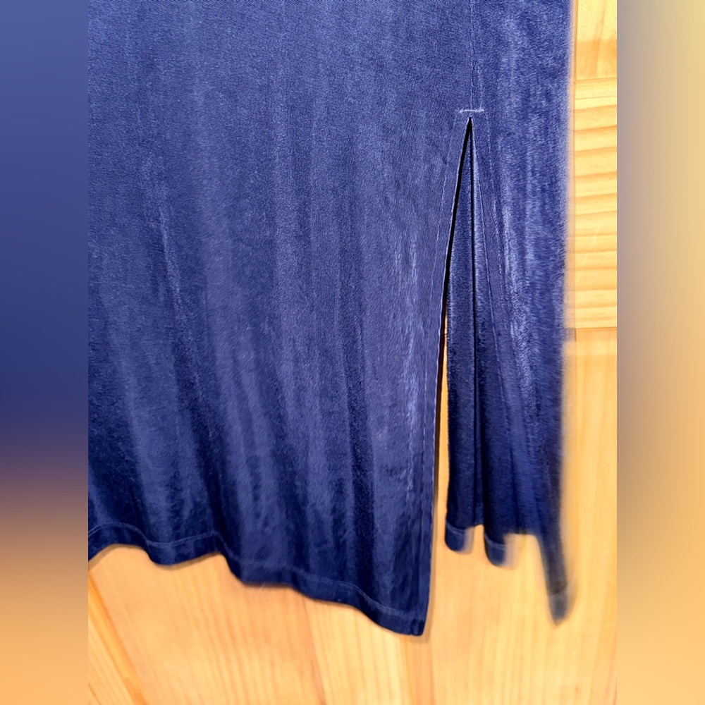 Chico's Traveler Women’s Deep Blue Lightweight Maxi Cardigan w/Side Slits-OS-EUC - Picture 10 of 10